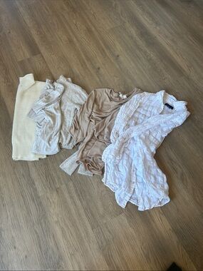 Neutral Lightweight Tops Bundle - Cream, Beige, White